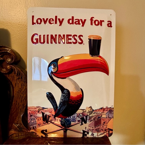 Guinness| Toucan Art Metal Sign in Orange and Black 8 x 12” - Picture 2 of 5